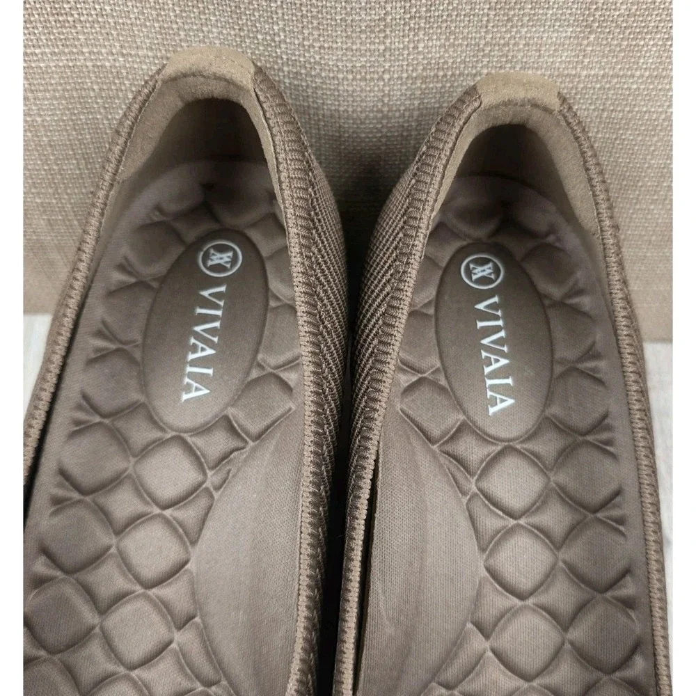 Vivaia Margot Brown Square Toe Knit Wedge Heels Pumps Women's Size EU 37 US 6.5